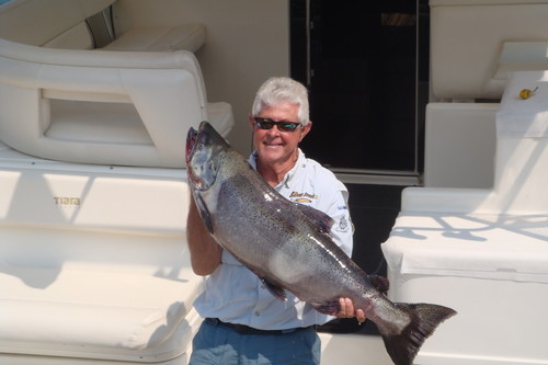 Captain Jim Karr with a 30 lb. Salmon